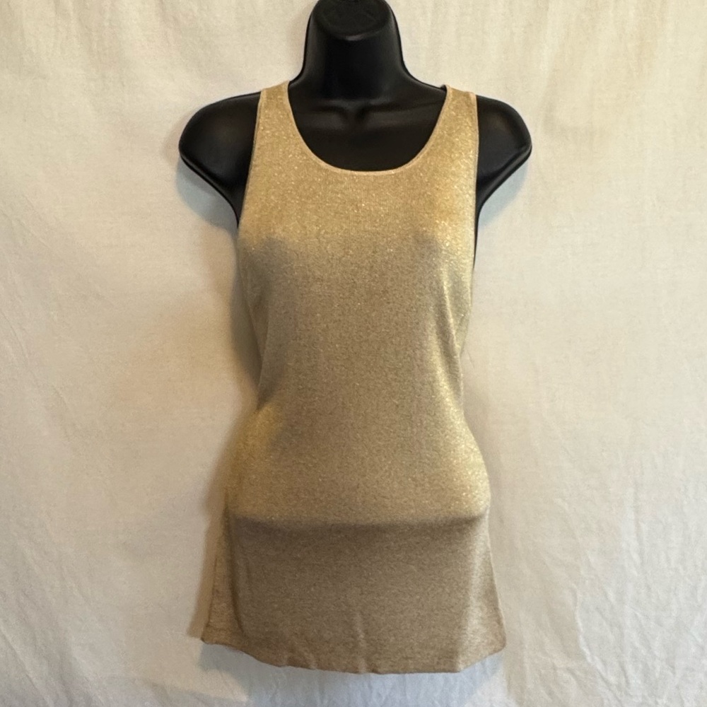 E-112 Loft‎ NWT Cream Metallic Sleeveless Lightweight Pullover Sweater Size M